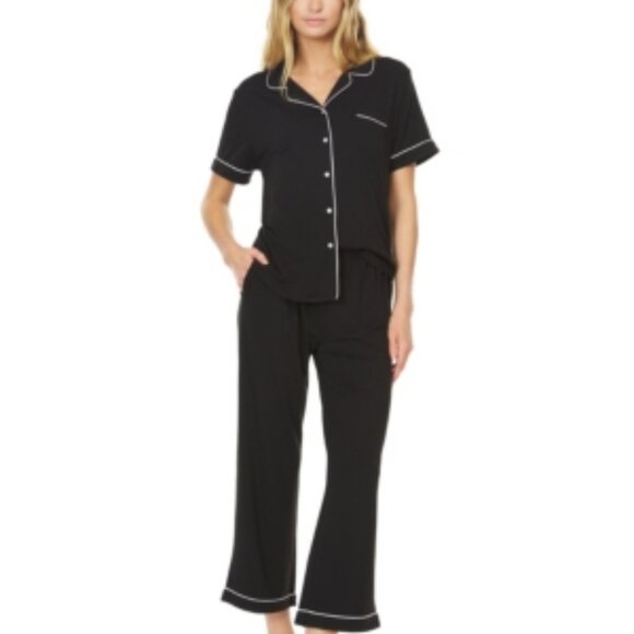 NWT Flora by Flora Nikrooz Women's Annie Notch Top and Capri Pajama 1 PIS- Black - Picture 2 of 2